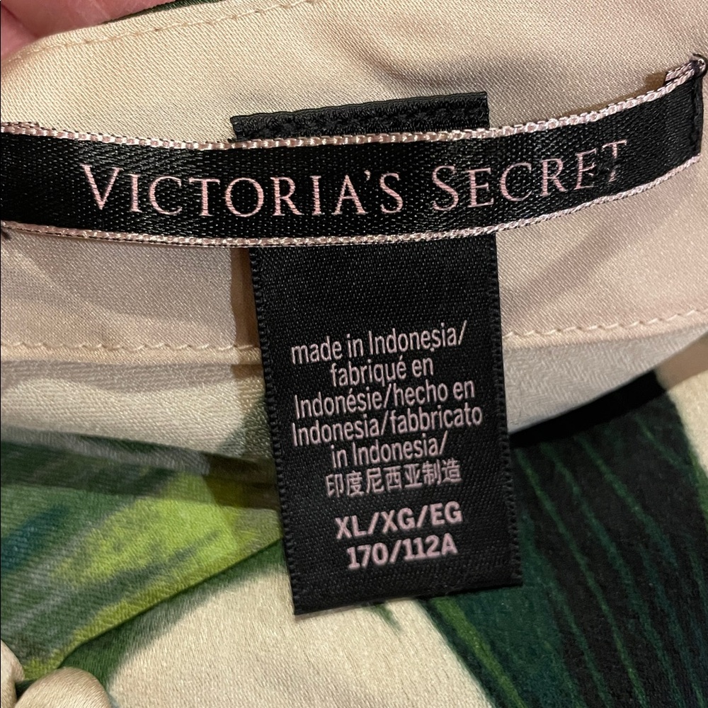 Victoria's Secret Satin Green and Cream Palm Leaf Print Camisole Corset Top XL - Picture 8 of 11